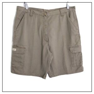 Wrangler Men Shorts 40 Olive Cargo Green Pockets Flat Front 10" Inseam Belt Loop